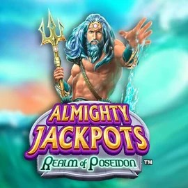 Almighty Jackpots – Realm of Poseidon online game logo by Novomatic on spinorhino-casino.org
