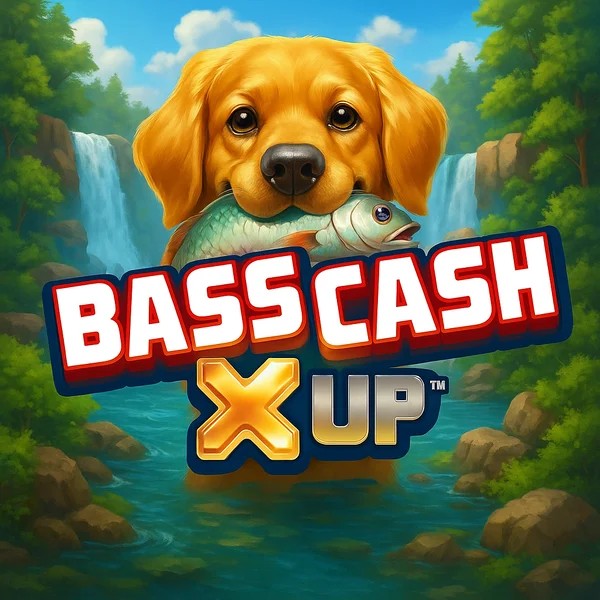Bass Cash X UP slot logo by Alchemy Gaming at Spinorhino Casino