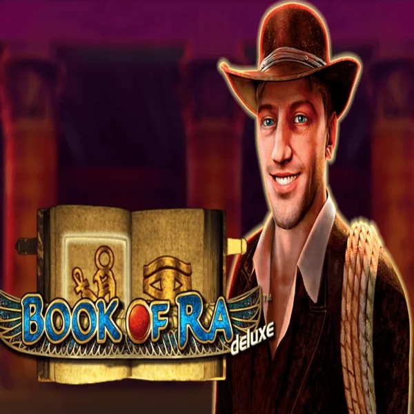 Official Slots logo: Book of Ra Deluxe by Novomatic at Spinorhino Casino
