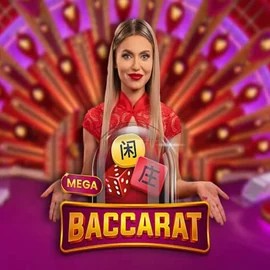 Mega Baccarat slot logo by Pragmatic Play at Spinorhino Casino