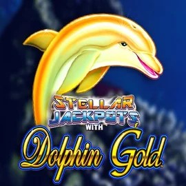 Enjoy Dolphin Gold with Stellar Jackpots by Lightning Box Game – logo hosted on spinorhino-casino.org